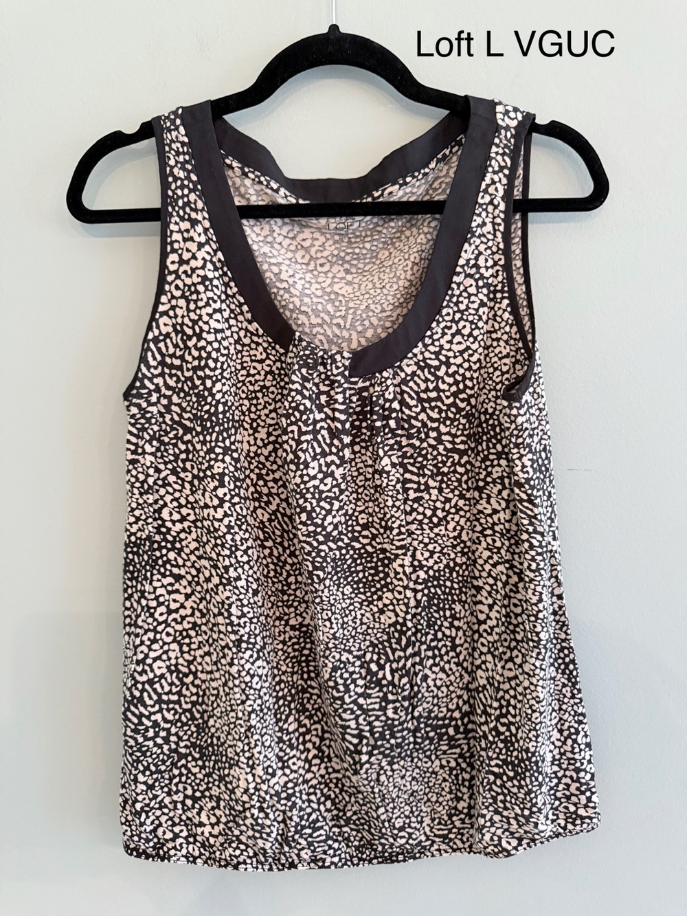 LOFT Black & Cream Printed Sleeveless Shell